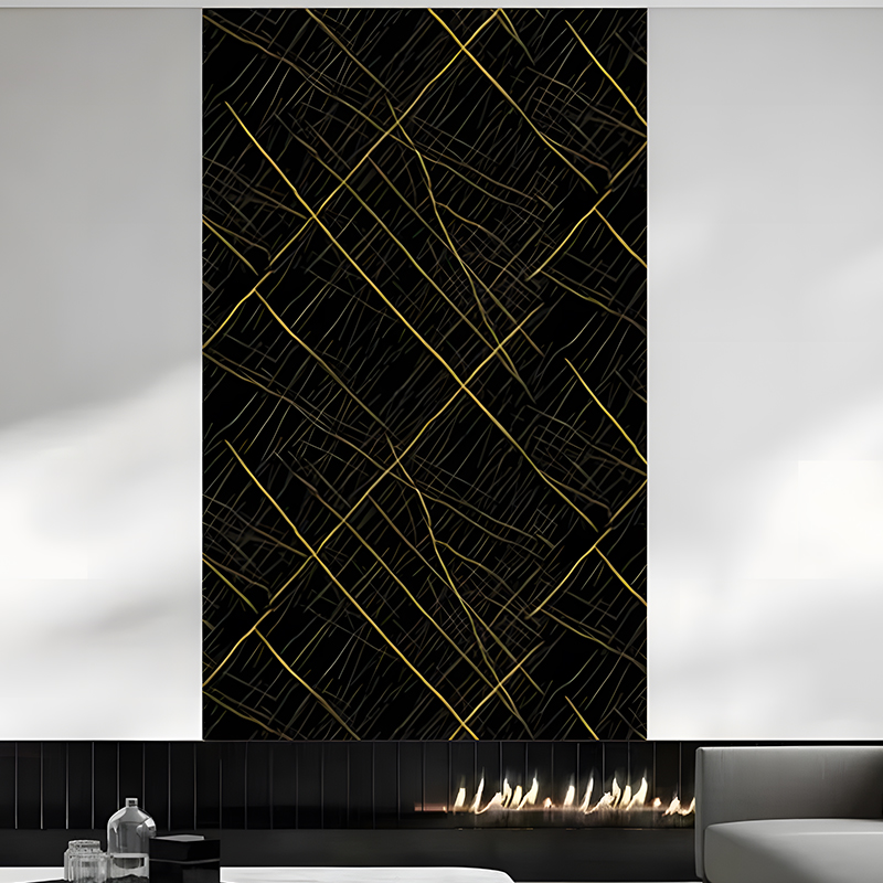 Black Gold Luxury Lobby Wall PET-siirtokalvo