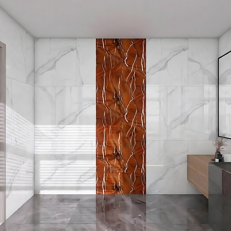 Rainforest Ruskea kuvioitu kylpyhuone Backsplash-koriste PET-lämmönsiirtokalvo