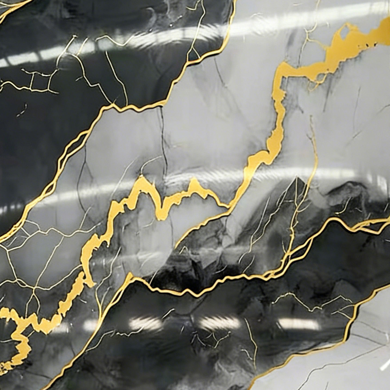 Vedenpitävä Gold-Vein UV-keinomarmorilevy seinäkoristeluun